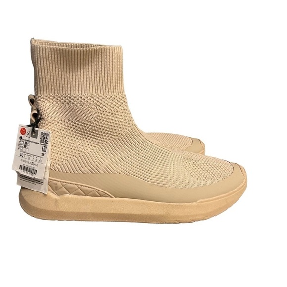 Zara STRETCHY SOCK-STYLE SNEAKER BOOTS Women’s 8.5 40 SHORT BROWN /SR19 Used - Picture 6 of 11